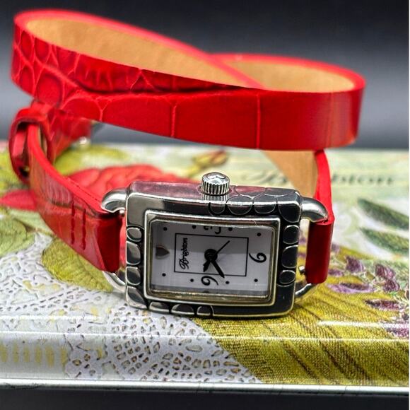 Brighton Petoskey Women\'s Genuine Italian Red Leather Strap Vintage Watch NIB main image 12